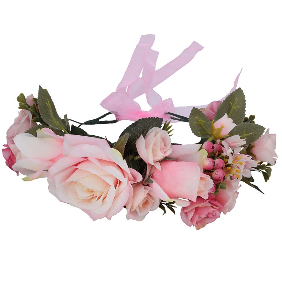 Women Bezel Flower Crown Bridal Floral Headband Wreath New Lady Girls Wedding Hair Accessories Bridesmaid Tiara - KiwisLove