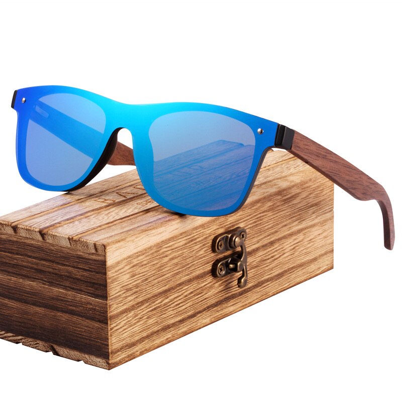 BARCUR Fashion Wooden Sunglasses Men Bamboo Temple Sun Glasses Women Wood Glasses Oculos de sol masculino - KiwisLove