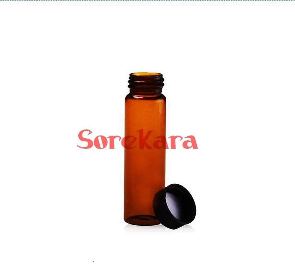 1ml/2ml/3ml/5ml/10ml/15ml/30ml/40ml/50ml/60ml Brown Glass Seal Bottle Reagent Sample Vials Plastic Lid Screw Cap - KiwisLove