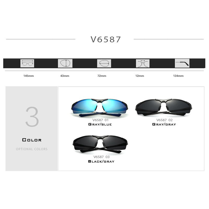 VEITHDIA Aluminum Men's Sunglasses Polarized UV400 Driving Sun Glasses Eyewear Accessories For Men Blue Coating Mirror 6587 - KiwisLove