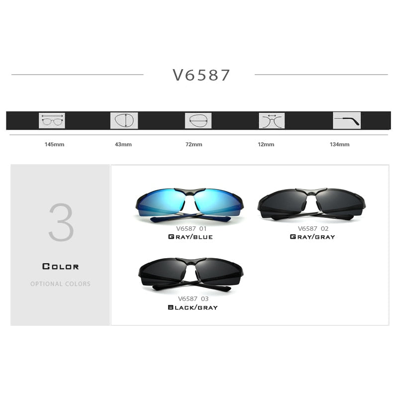 VEITHDIA Aluminum Men's Sunglasses Polarized UV400 Driving Sun Glasses Eyewear Accessories For Men Blue Coating Mirror 6587 - KiwisLove
