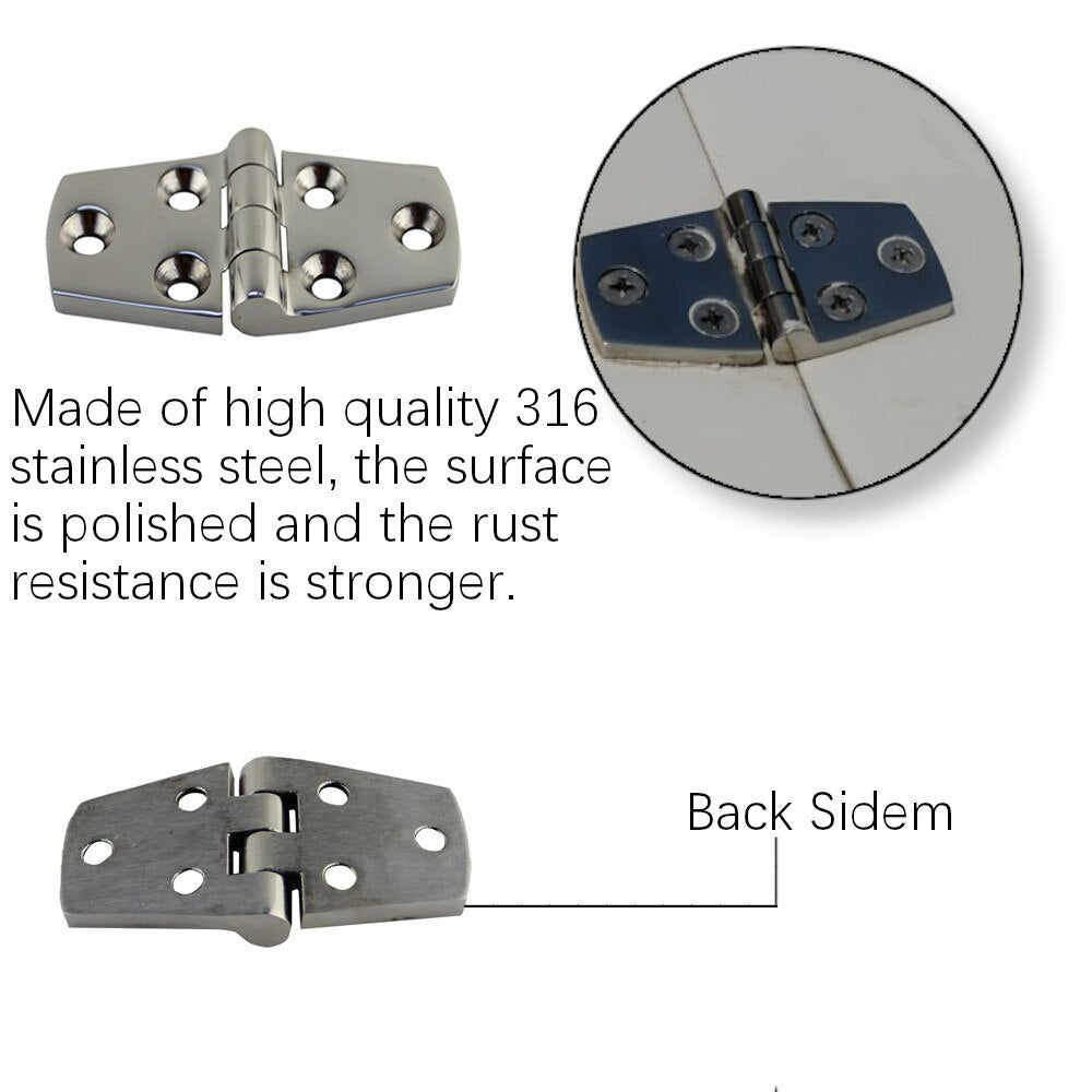 10PCS High Quality Stainless Steel 316 Boat Strap Hinge 6 Holes Deck Door Hatch Locker Strap Hinge FOR Marine Hardware 38*76mm - KiwisLove