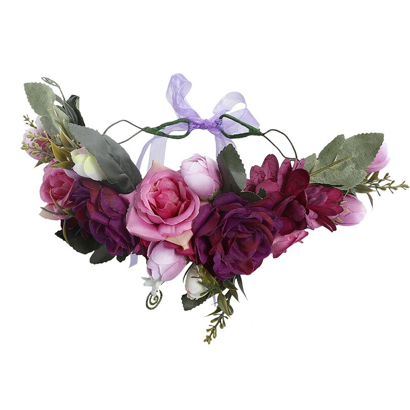 Women Bezel Flower Crown Bridal Floral Headband Wreath New Lady Girls Wedding Hair Accessories Bridesmaid Tiara - KiwisLove
