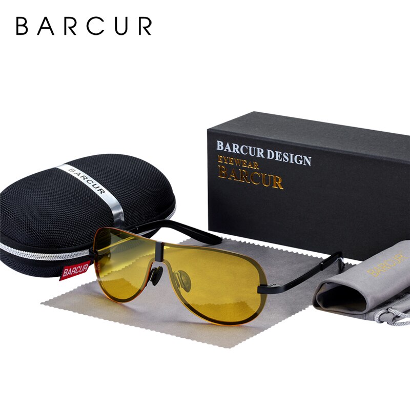 BARCUR Night Vision Glasses Driver Sun glasses Male Polarized sunglasses Black Night Vision Glasses Men Accessories - KiwisLove
