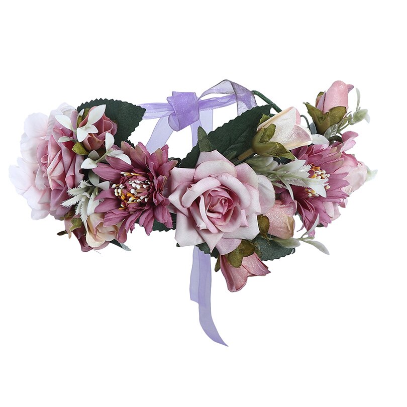 Women Bezel Flower Crown Bridal Floral Headband Wreath New Lady Girls Wedding Hair Accessories Bridesmaid Tiara - KiwisLove