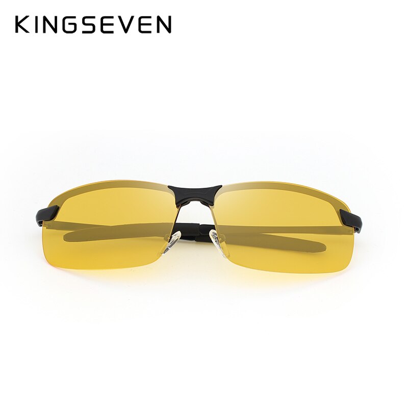 KINGSEVEN Night Vision Goggles Driving Polarized Sunglasses for men's car Driving Glasses Anti-glare Alloy Frame glasses night - KiwisLove