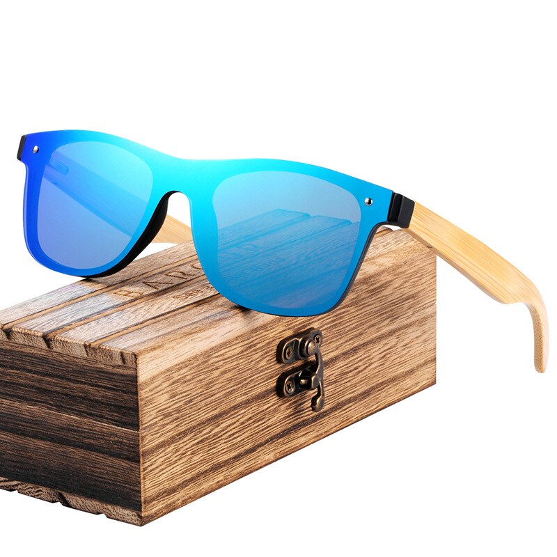 BARCUR Fashion Wooden Sunglasses Men Bamboo Temple Sun Glasses Women Wood Glasses Oculos de sol masculino - KiwisLove