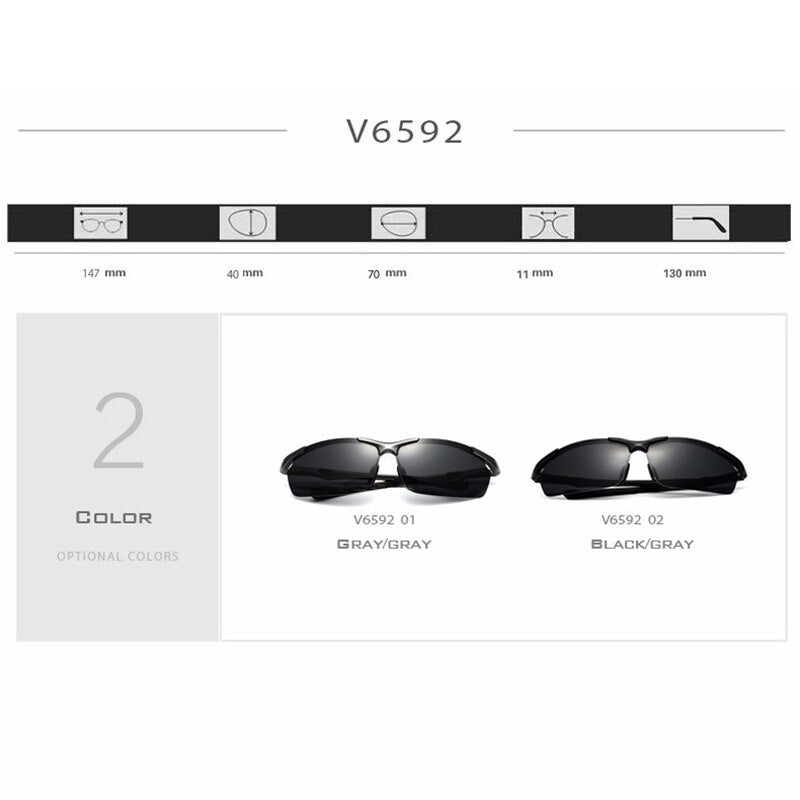 VEITHDIA Brand Designer Men's Sunglasses Aluminum Magnesium Polarized UV400 Sun Glasses Cycling Sports Male Outdoor Eyewear 6592 - KiwisLove