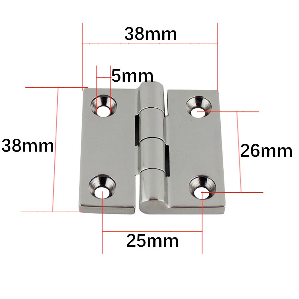 38x38mm (1.5''x1.5")316 Stainless Steel Polished Heavy Duty Boat Cupboard Door Cabinet Strap Butt Hinge Marine Grade Boat Hinge - KiwisLove
