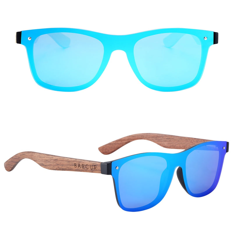 BARCUR Wood Sunglasses Natural Black Walnut Sun glasses for Men Eyewear Women Polarized UV400 Oculos De Sol Masculino Feminino - KiwisLove