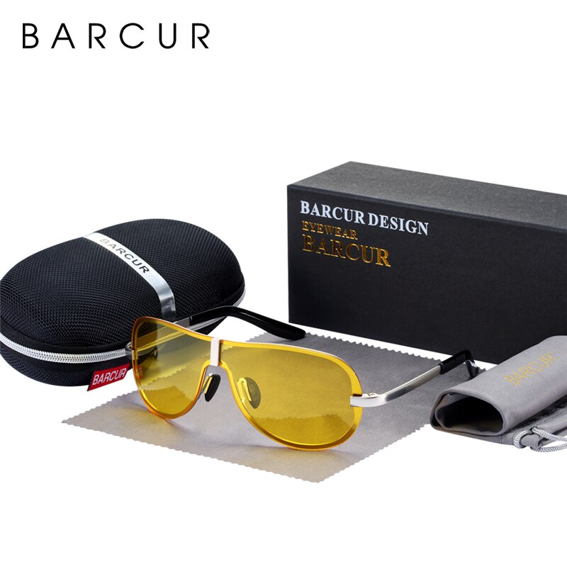 BARCUR Night Vision Glasses Driver Sun glasses Male Polarized sunglasses Black Night Vision Glasses Men Accessories - KiwisLove