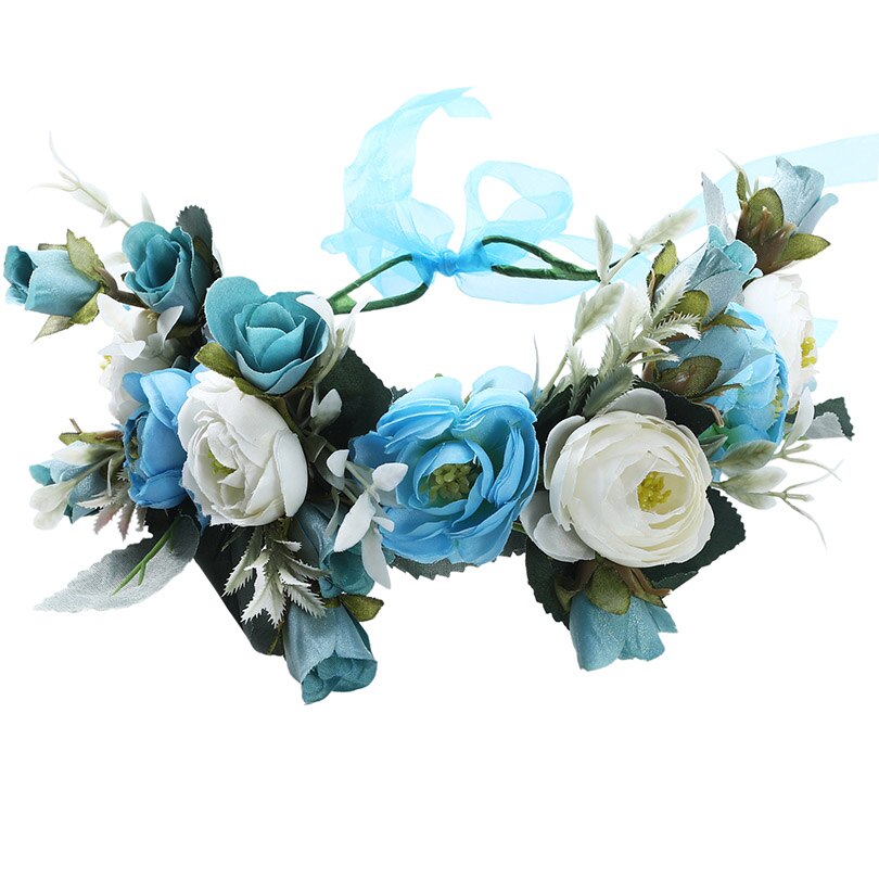Women Bezel Flower Crown Bridal Floral Headband Wreath New Lady Girls Wedding Hair Accessories Bridesmaid Tiara - KiwisLove