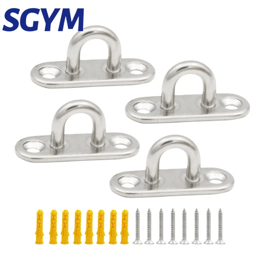 4pcs M5 U shape 304 Stainless Steel M5 Ceiling Wall Mount U Hook Anchor Hanger with Self-tapping Screws for Yoga Swing Strap