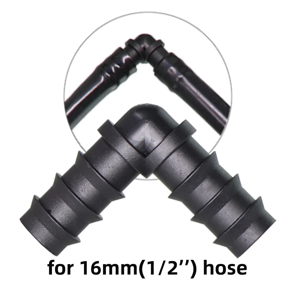 10PCS Garden Plastic Watering Connector 16mm 90 degree Barbed Elbow for Micro Dripping Irrigation 1/2 "PE Pipe Tubing Hose Fitti