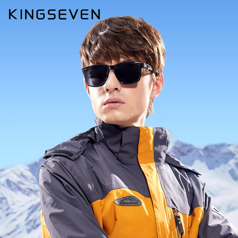 Genuine KINGSEVEN Brand Square Retro Gradient Polarized Sunglasses Women Men Carbon Fiber Pattern Design Outdoor Sports Eyewear - KiwisLove