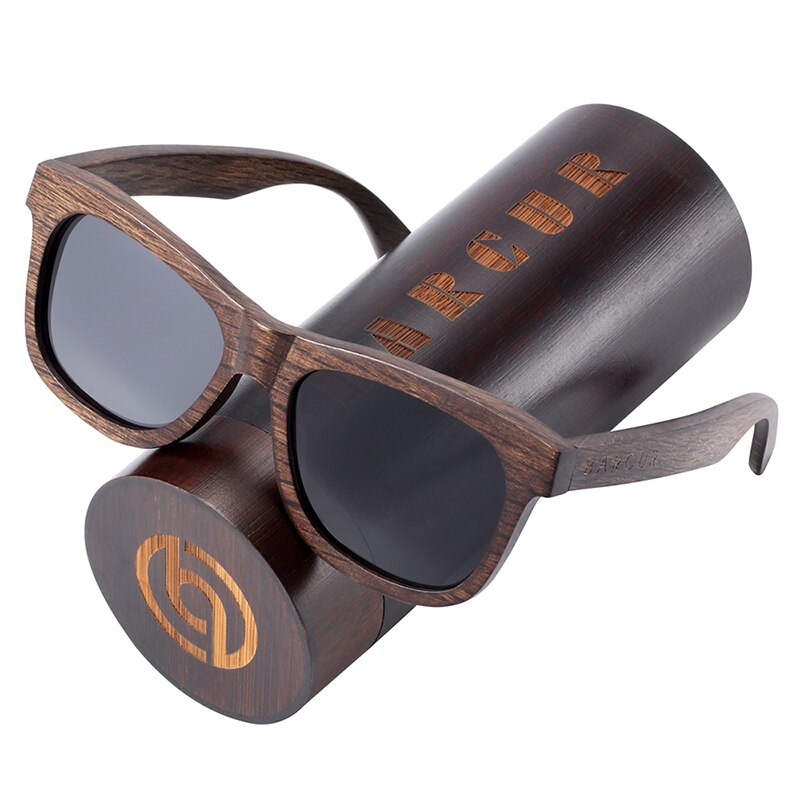 BARCUR Natural Wooden Sunglasses for Men Polarized Sunglasses Wood Oculos De Sol Feminino Frete Gratis - KiwisLove