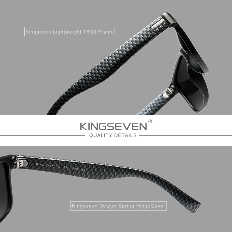 KINGSEVEN Excellent Quality Retro Polarized Lens Sunglasses Women Men Square Frame Decorative Pattern Sun Glasses UV400 Goggles - KiwisLove