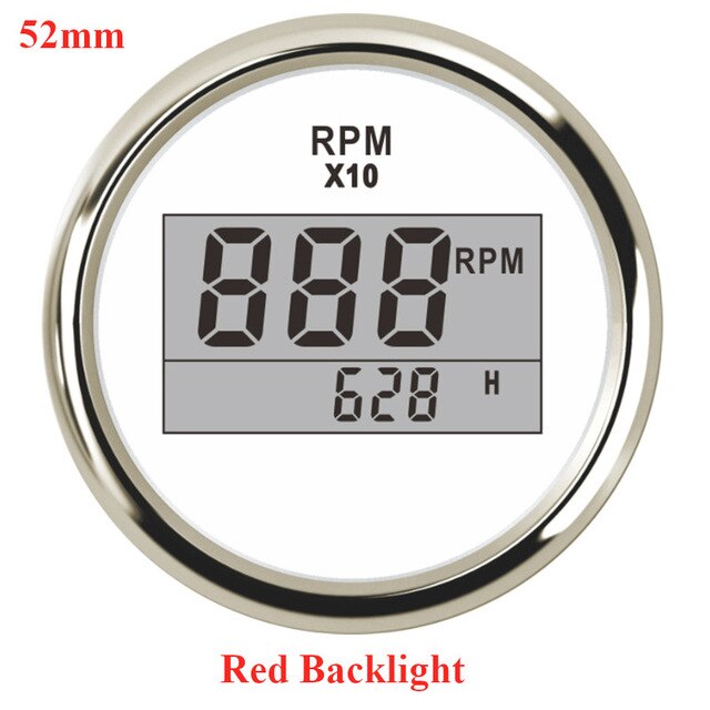 85mm REV Counter Car Boat tachometer + sensor Car Truck Tacho Marine RPM Meter with LCD Hourmeter 4000 RPM Red Backlight 12V/24V - KiwisLove