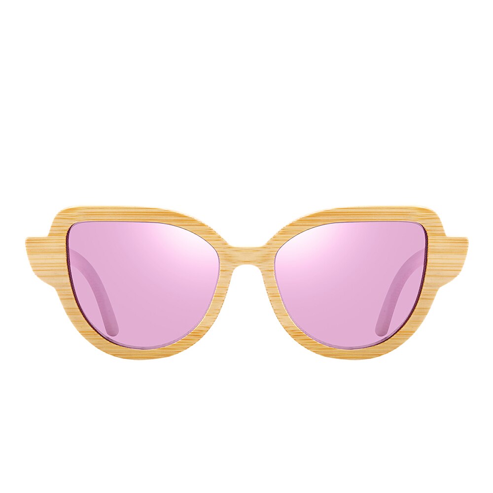BARCUR Cat Eye Sunglasses Bamboo Polarized Natural Wood Sun glasses Anti-Reflective shades oculos de sol feminino - KiwisLove