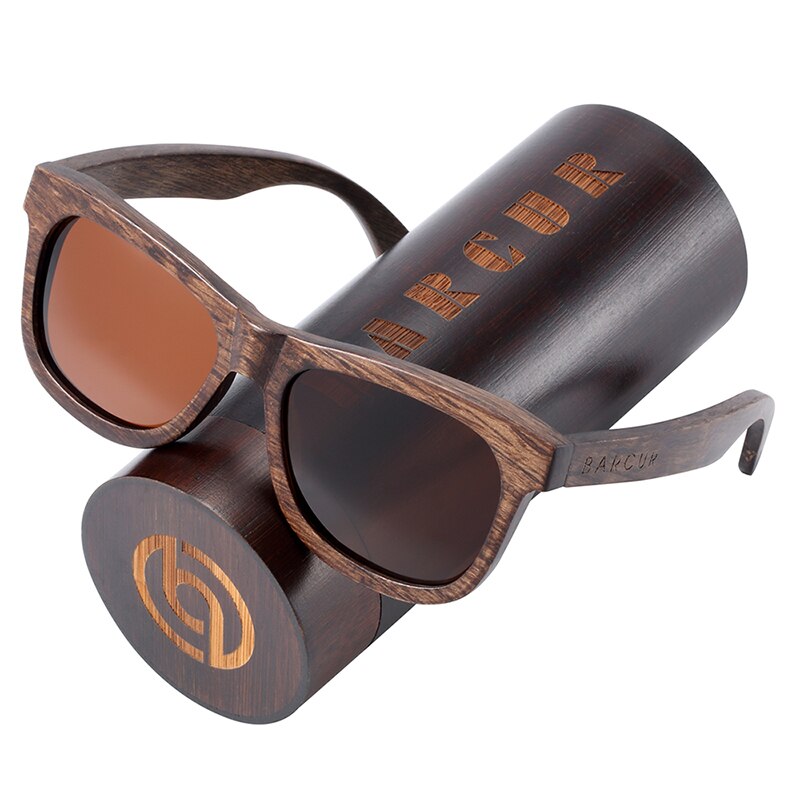 BARCUR Natural Wooden Sunglasses for Men Polarized Sunglasses Wood Oculos De Sol Feminino Frete Gratis - KiwisLove