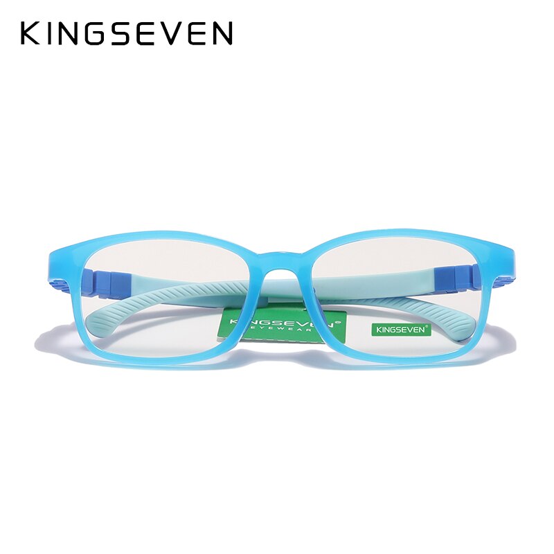 KINGSEVEN Children M Size 48mm  Glasses Anti-blue Square Blue Light Blocking Kids TR90 Flexible Computer Gaming Clear Eyewear - KiwisLove