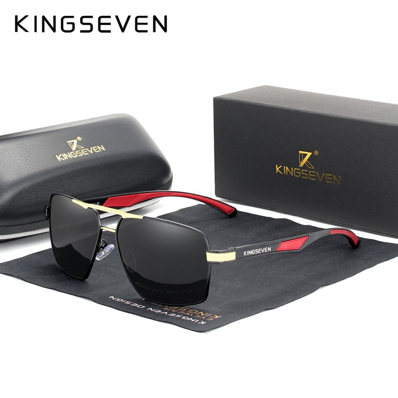 KINGSEVEN Aluminum Men's Sunglasse Polarized Lens Brand Red Design Temples Sun glasses Coating Mirror Glasses Oculos de sol 7719 - KiwisLove