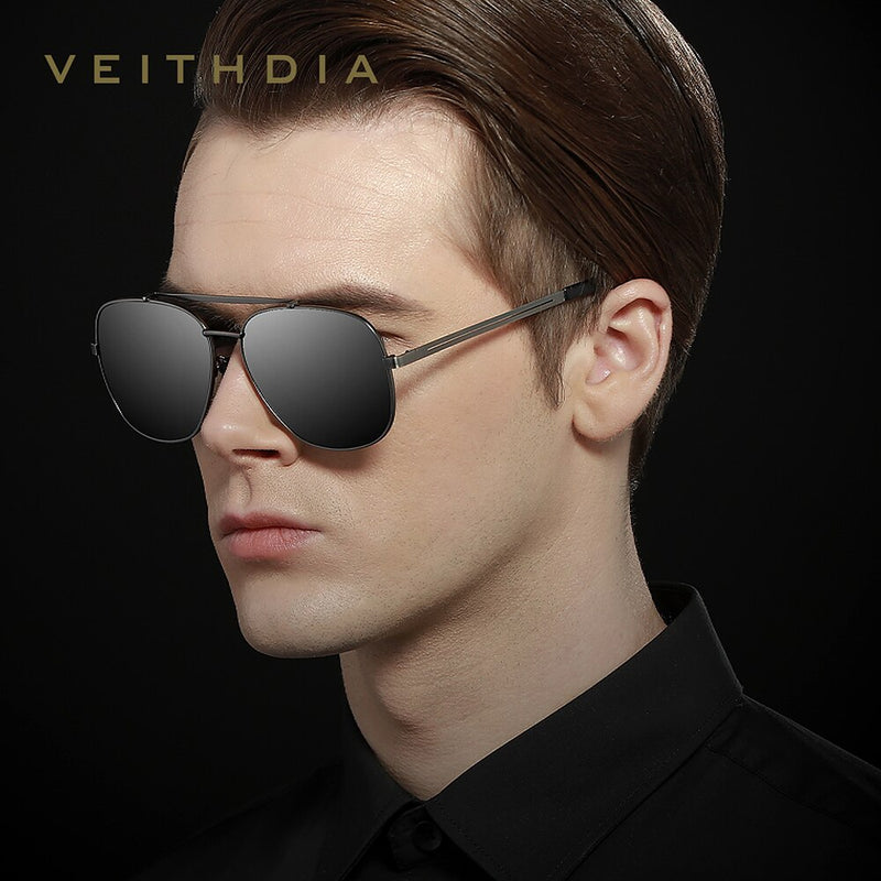 VEITHDIA Brand Men's Vintage Sun Glasses Stainless Steel Sunglasses Square Polarized UV400 Lens Male Eyewear Accessories For Men - KiwisLove