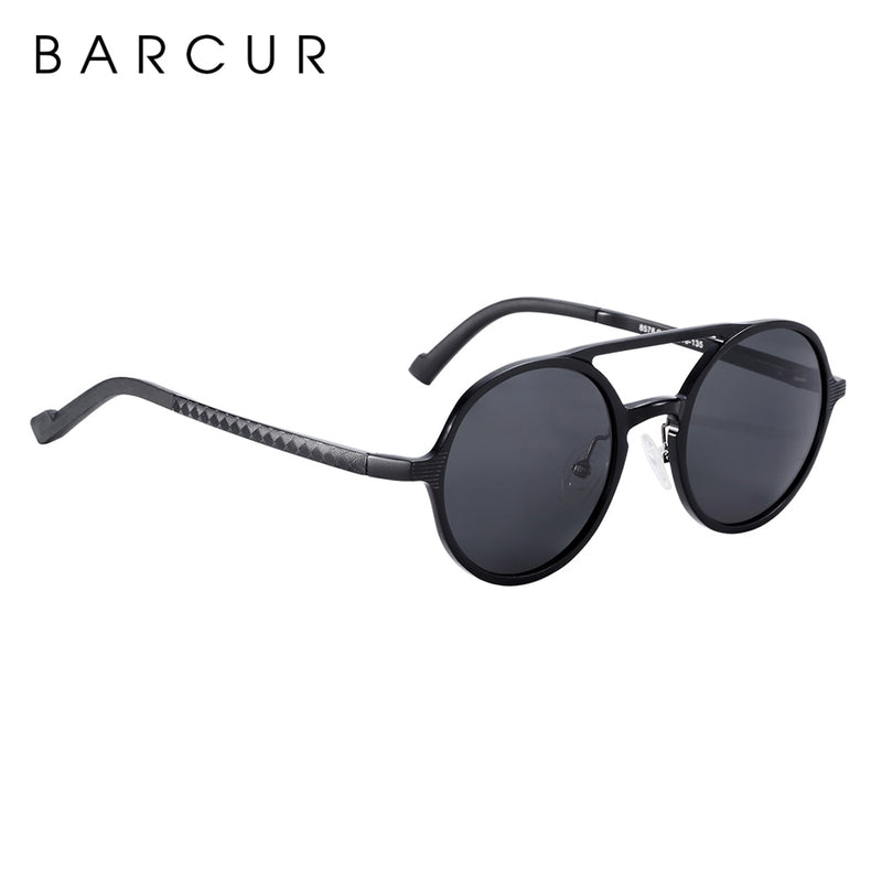 BARCUR Retro Aluminum Magnesium Sunglasses Polarized Vintage Eyewear Accessories Women Sun Glasses Driving Men Round Sunglasses - KiwisLove