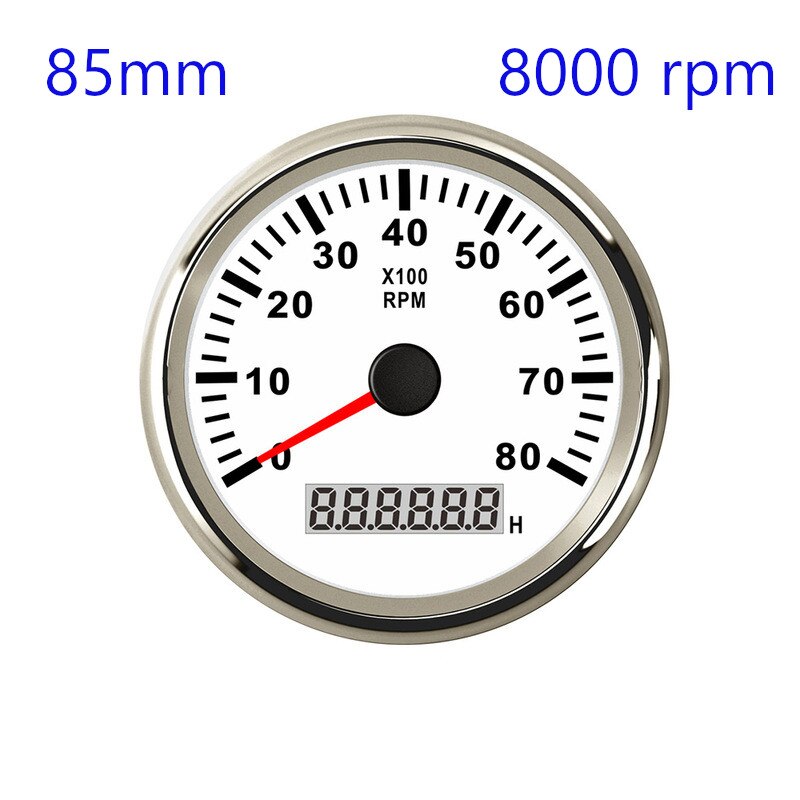 85mm REV Counter Car Boat tachometer + sensor Car Truck Tacho Marine RPM Meter with LCD Hourmeter 4000 RPM Red Backlight 12V/24V - KiwisLove
