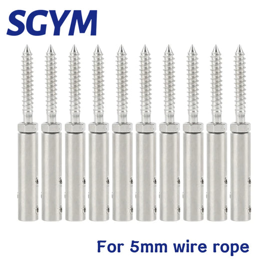 10pcs handscrew Clamp Wire Rope For 5mm Swage Lag Screws  with Hexagon Grub Screw Bolts buckle for Stair Deck Wood Post