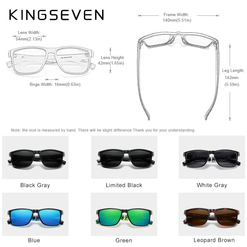 Genuine KINGSEVEN Brand Square Retro Gradient Polarized Sunglasses Women Men Carbon Fiber Pattern Design Outdoor Sports Eyewear - KiwisLove