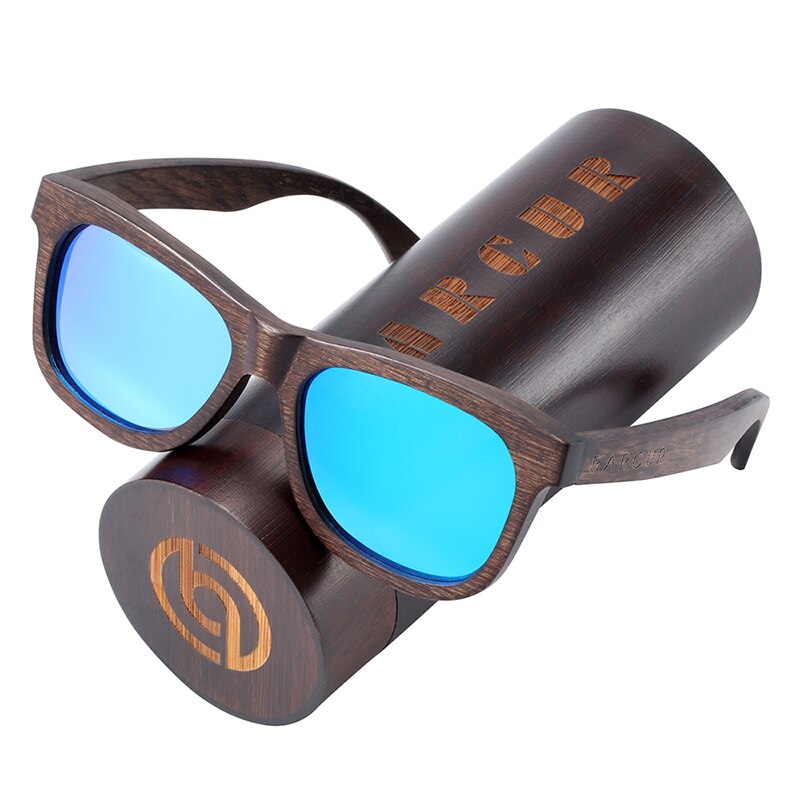 BARCUR Natural Wooden Sunglasses for Men Polarized Sunglasses Wood Oculos De Sol Feminino Frete Gratis - KiwisLove