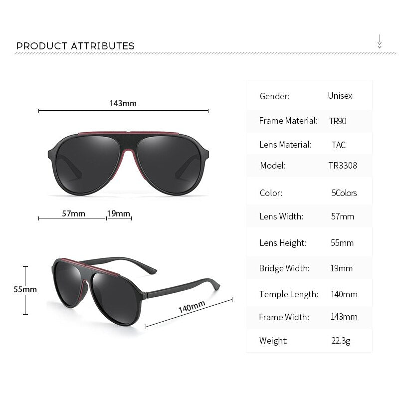 Fashion Sunglasses Men Women Pilot Sun Glasses TR90 Polarized UV400 Lens Outdoor Driving Vintage Eyewear For Male/Female 3308 - KiwisLove