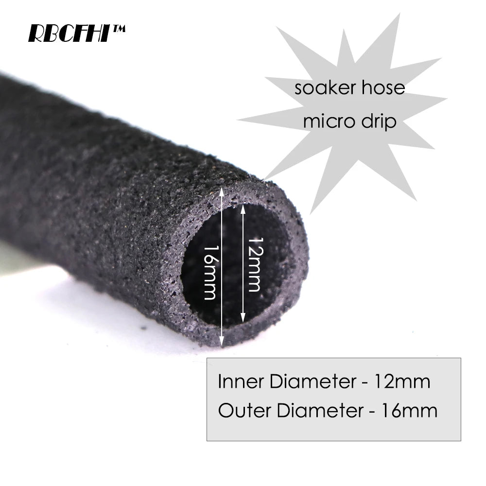 One ID-12MM OD-16MM Garden Soaker Watering Hose 7.5m /15m Porous Irrigation Tubing Permeable Pipe w/ Additional Hose Connectors
