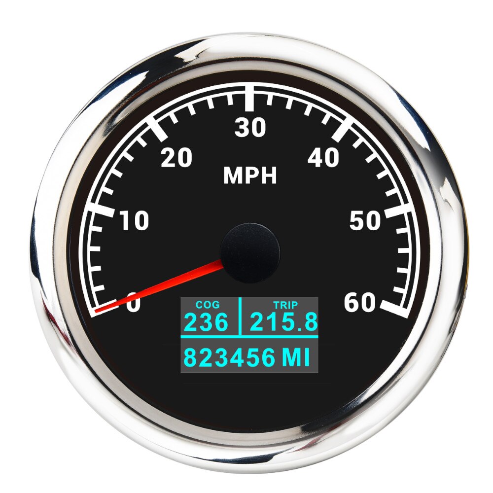 HD 85mm 3 in 1 Car Boat GPS Speedometer Gauge Digital speedometer Motorcycle gps 60km/h 60MPH 60knots Red LED With Antenna - KiwisLove