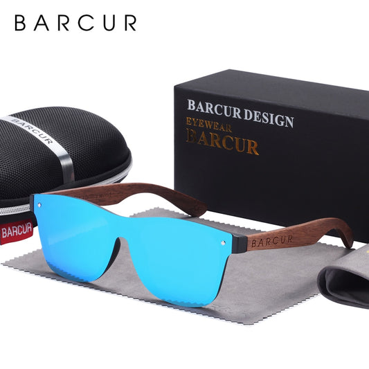 BARCUR Wood Sunglasses Natural Black Walnut Sun glasses for Men Eyewear Women Polarized UV400 Oculos De Sol Masculino Feminino - KiwisLove