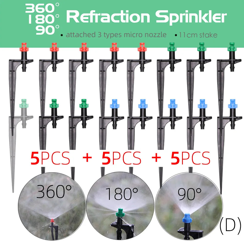 90/180/360 Degree Micro Misting Nozzle on 11cm Stake 1/4 "Barb Connector Can be Used for Garden Greenhouse Irrigation  Watering