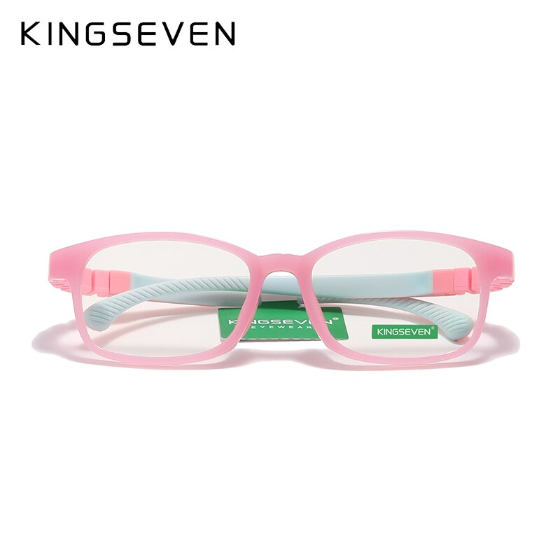 KINGSEVEN Children M Size 48mm  Glasses Anti-blue Square Blue Light Blocking Kids TR90 Flexible Computer Gaming Clear Eyewear - KiwisLove