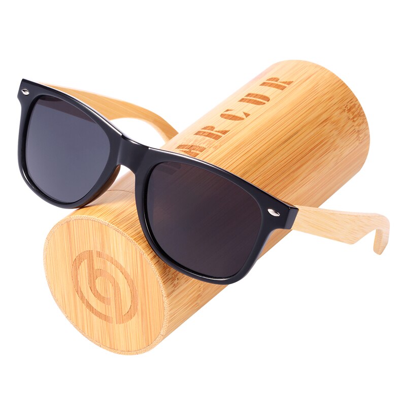 BARCUR Bamboo Sunglasses Wood Sun Glasses Square Green Frame UV400 Protection Polarized Eyewear - KiwisLove