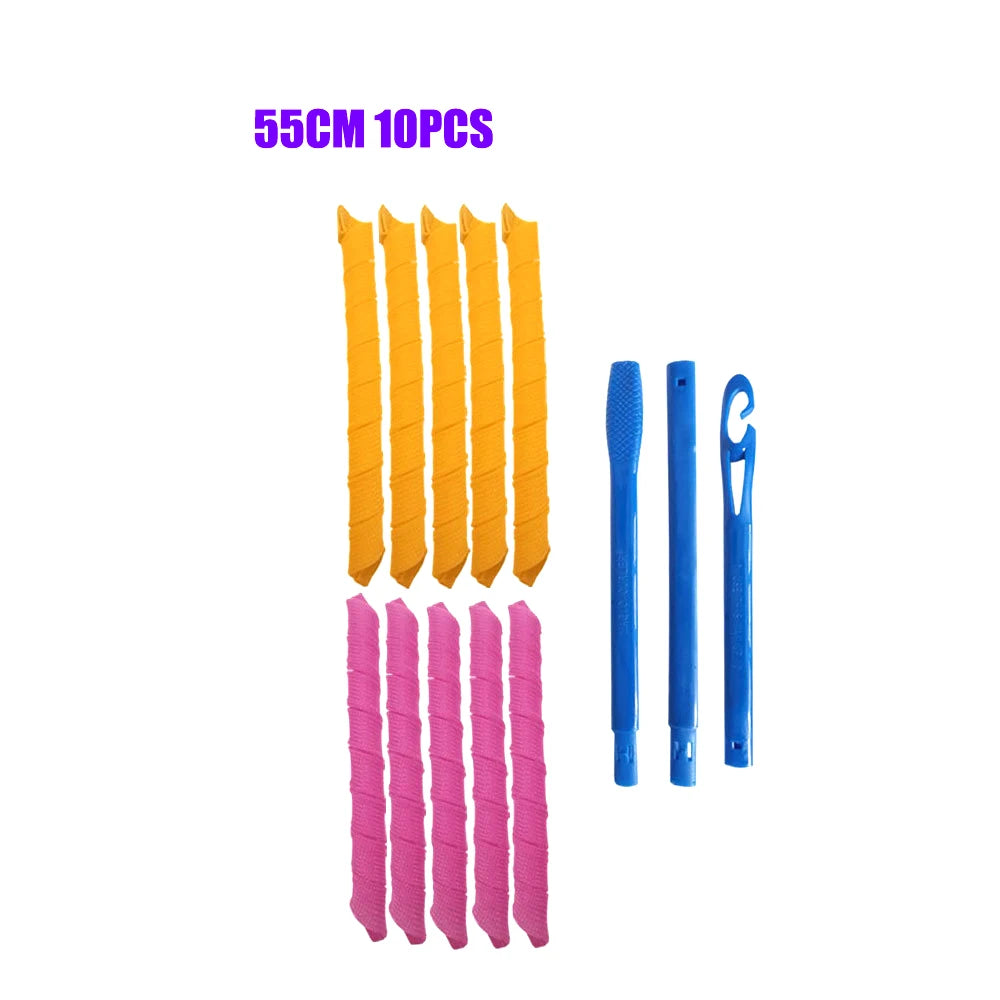 Hair Rollers (30/45/55/65cm) Snail Shape Not Waveform Spiral Round Curls Hair Curler Soft Hair Curler Magic Hair Rollers DIY - KiwisLove