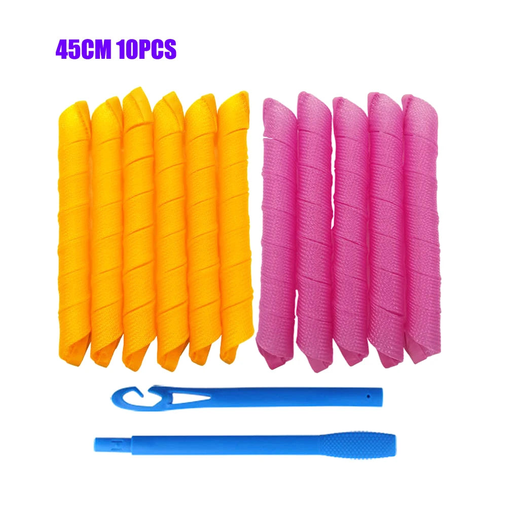 Hair Rollers (30/45/55/65cm) Snail Shape Not Waveform Spiral Round Curls Hair Curler Soft Hair Curler Magic Hair Rollers DIY - KiwisLove