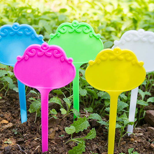 Thickened Garden Flower-shaped Plant Label 16cm(6.29")/7.0cm(2.75") Plastic Waterproof Writable Tags 5 Colors Optional And Reusa