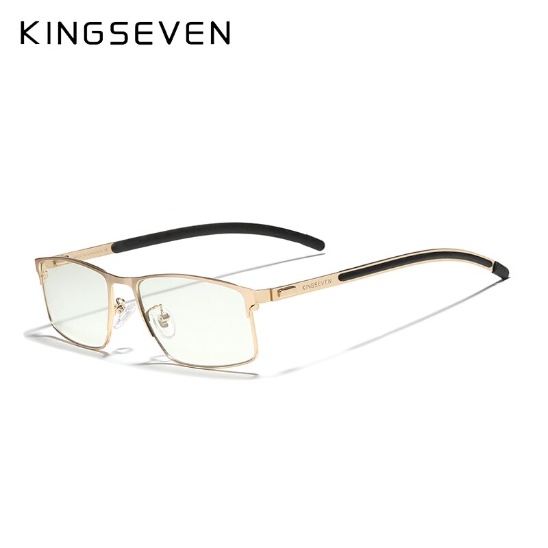 KINGSEVEN Men's Glasses Ultralight Optical Glasses Titanium Material Frame Myopia Prescription Eyeglasses Silicone Temple Design - KiwisLove