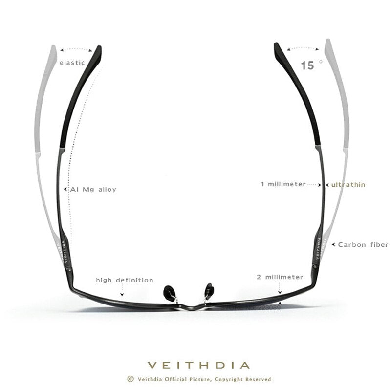 VEITHDIA Sunglasses Aluminum Magnesium Polarized UV400 Lens Vintage Sun Glasses Eyewear Accessories Sun Glasses Men/Women 6631 - KiwisLove