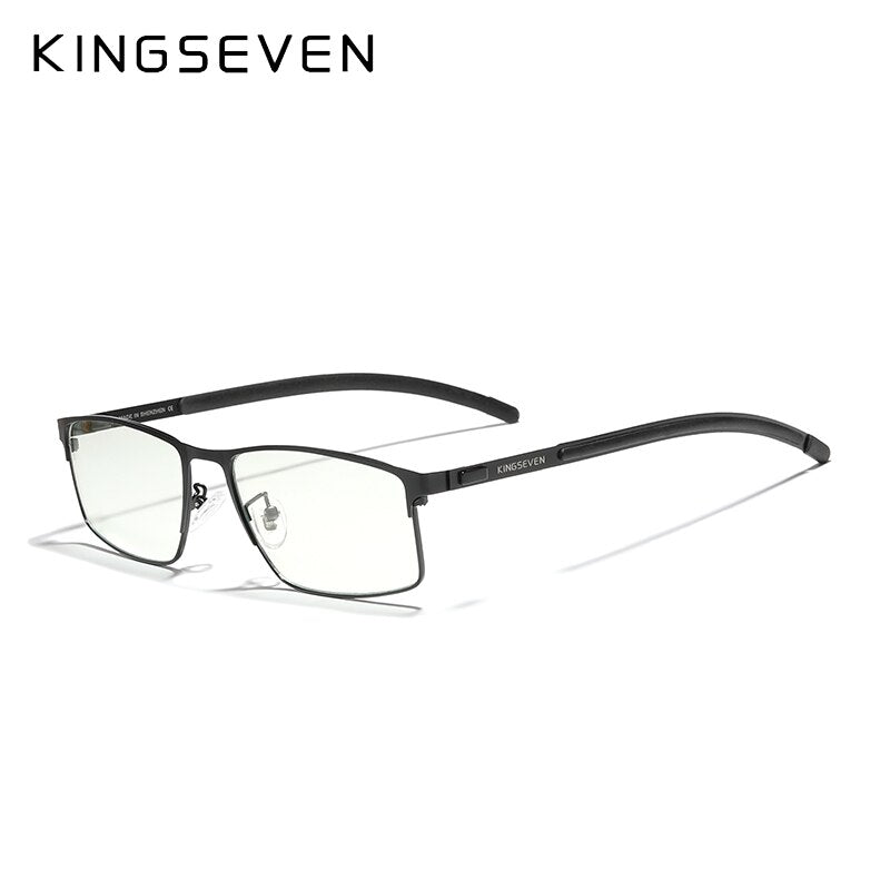 KINGSEVEN Men's Glasses Ultralight Optical Glasses Titanium Material Frame Myopia Prescription Eyeglasses Silicone Temple Design - KiwisLove
