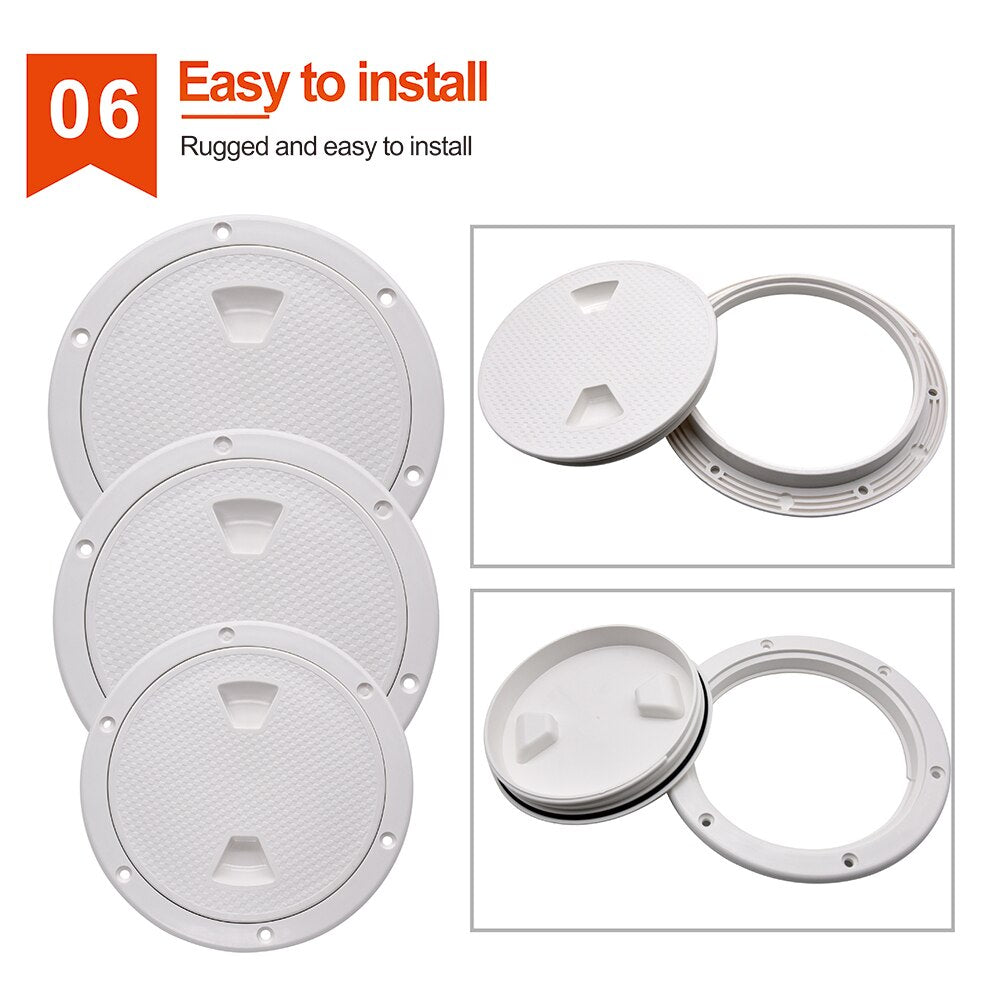ABS Round Deck Inspection Access Hatch Cover Plastic White Boat Screw Out Deck Inspection Plate For Boat Yacht Marine 4/6/8 inch - KiwisLove
