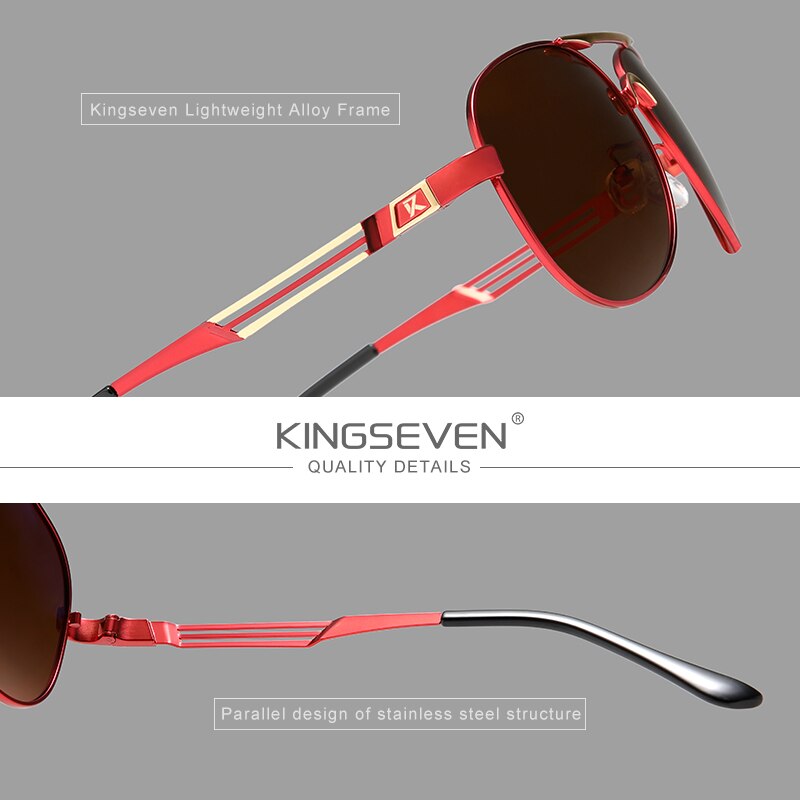 KINGSEVEN 2021 Stainless Steel Pilot Polarized Sunglasses Men Women Fashion Frame Male Sun Glasses For Driving Oculos de sol - KiwisLove