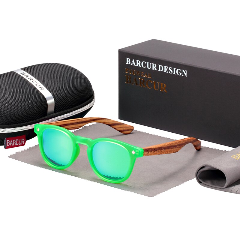 BARCUR Polarized kids sunglasses Round Boy Girl Zebra Wood Sun glasses Cat eyes UV400 Eyewear Oculos Gafas De Sol - KiwisLove