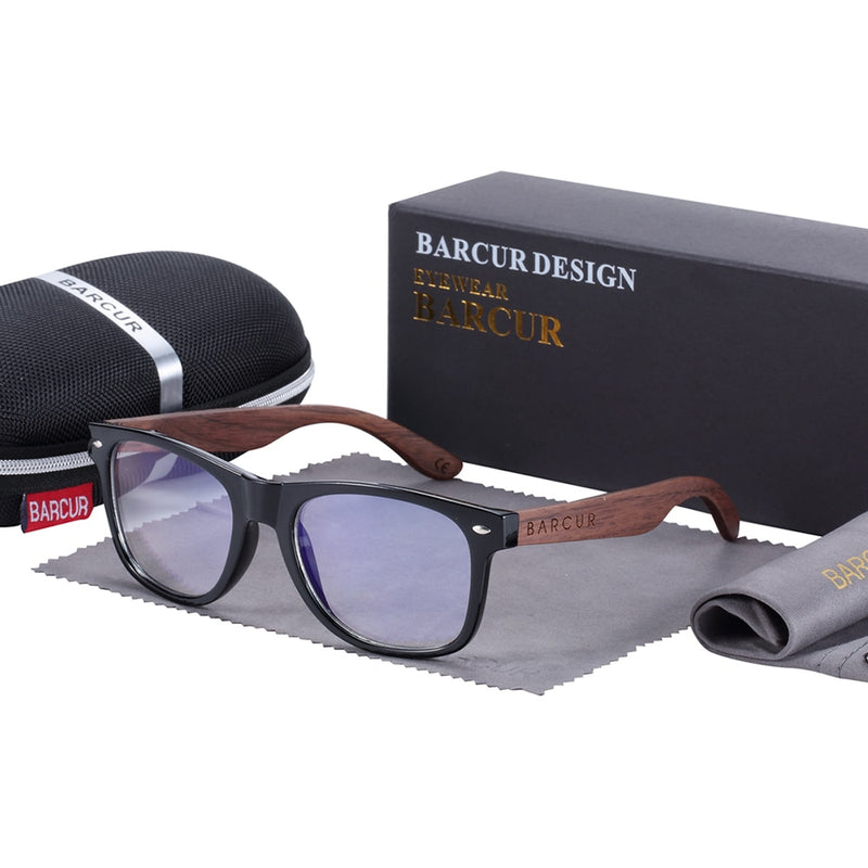 BARCUR Wood Anti Blue Ray Glasses Computer Glasses Optical Eye UV Blocking Gaming Filter Eyewear - KiwisLove