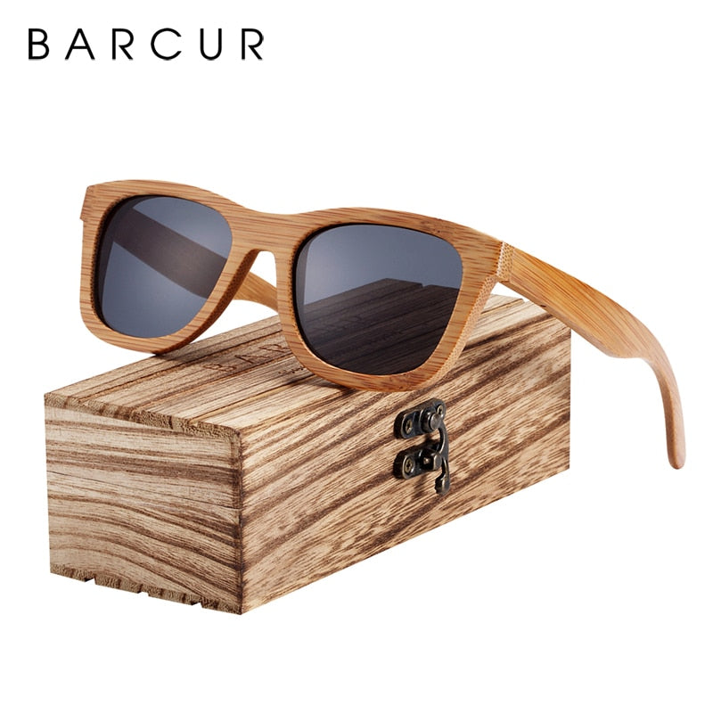 BARCUR Retro Men Sun Glasses Women Polarized Sunglasses Bamboo Handmade Wood Sunglasses Beach Wooden Glasses Oculos de sol - KiwisLove